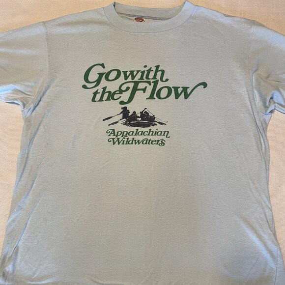 Vintage Go With The Flow Appalachian Wildwaters White Water Rafting T-Shirt - Lg - Picture 1 of 5